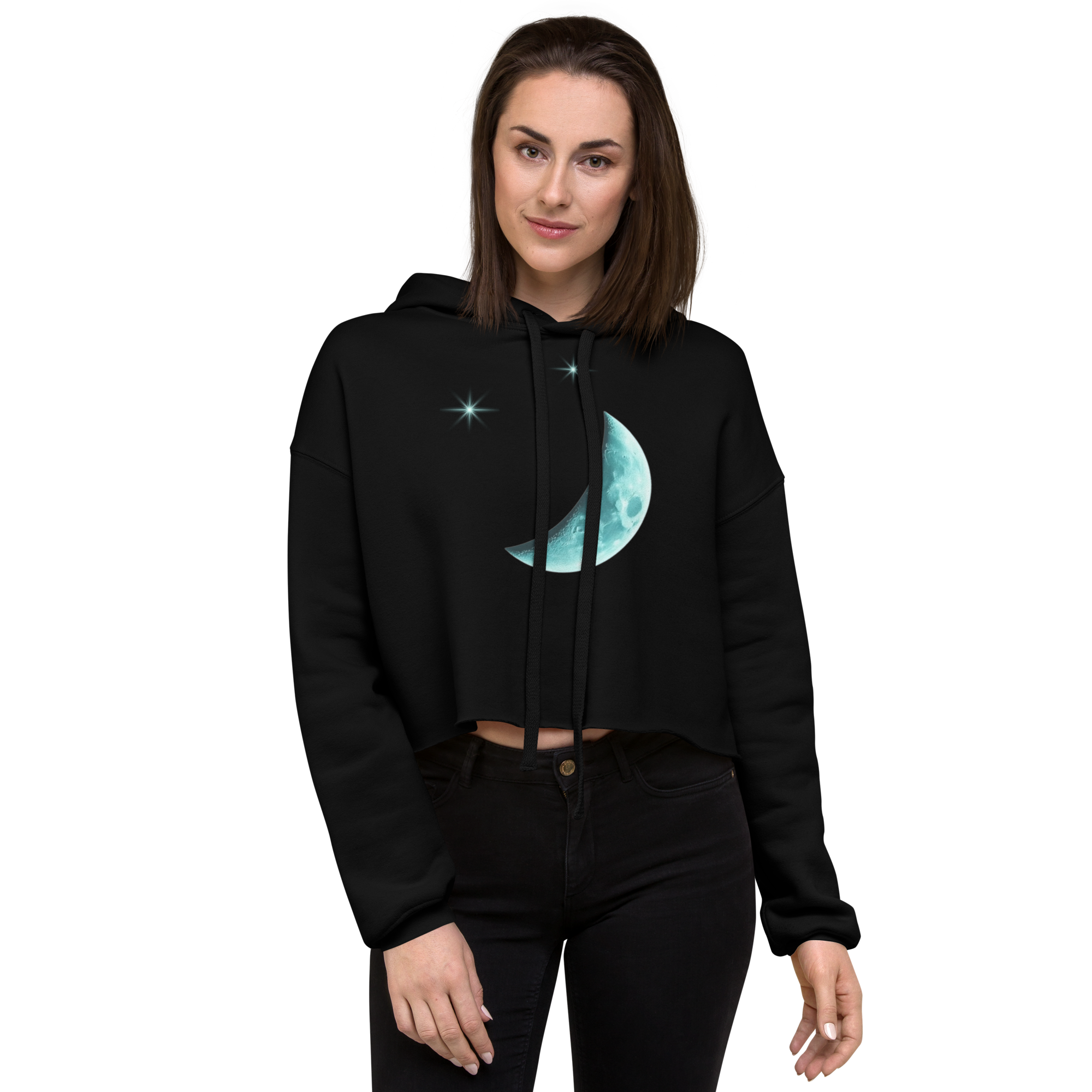Sacred Moon Crop Hoodie | Lunar Wisdom & Cosmic Cycles
