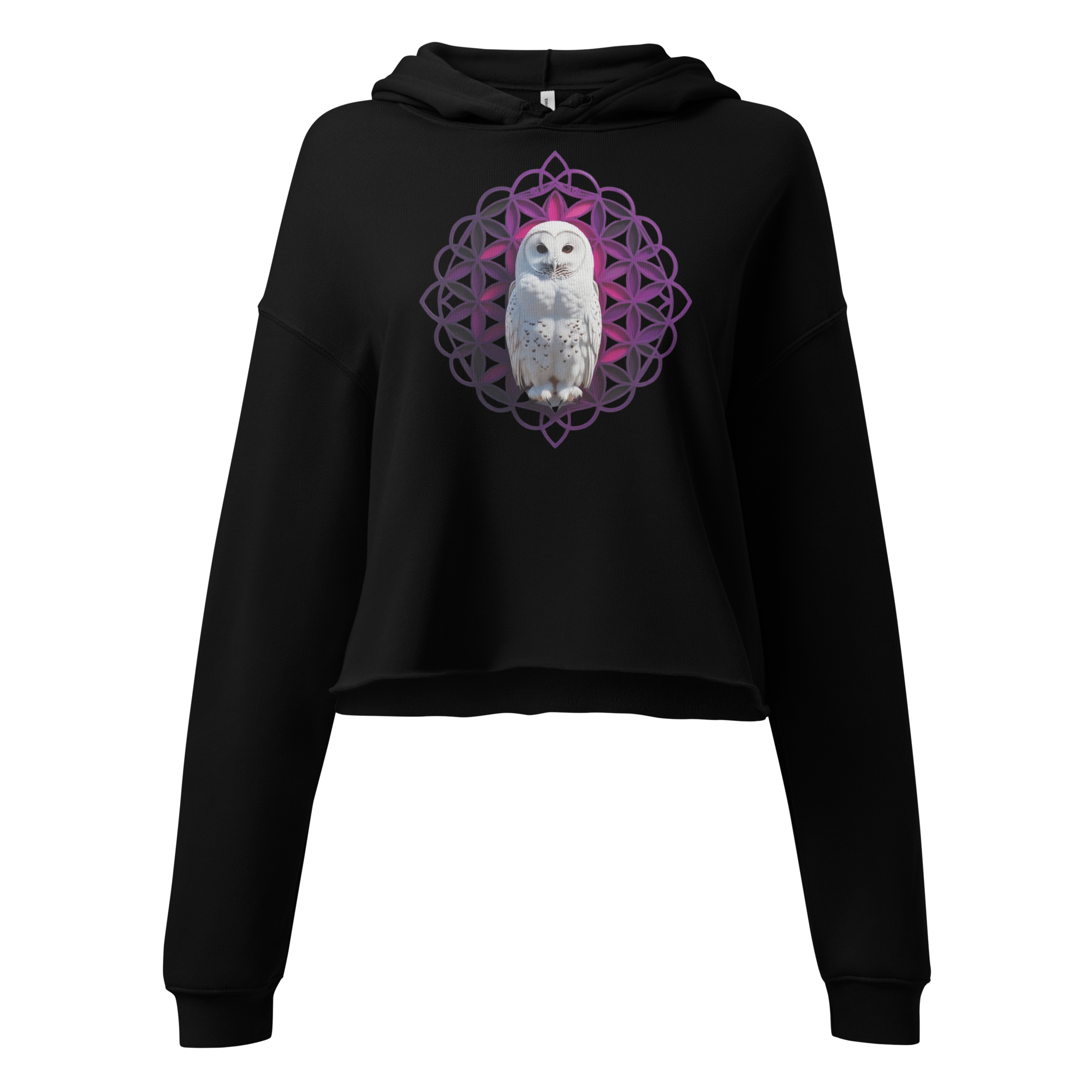 Owl Sacred Geometry Crop Hoodie | Third Eye Wisdom & Intuition