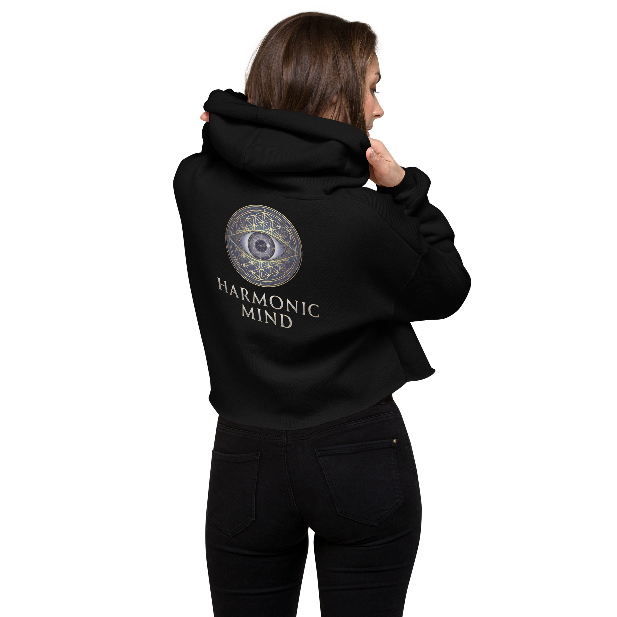Owl Sacred Geometry Crop Hoodie | Third Eye Wisdom & Intuition