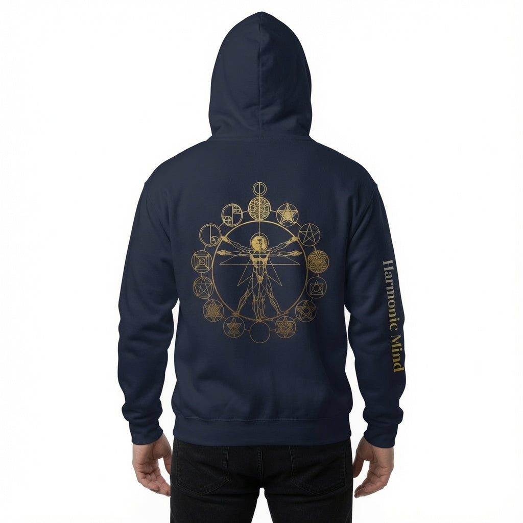 Vitruvian Man Sacred Geometry Hoodie | Divine Proportion & Cosmic Harmony