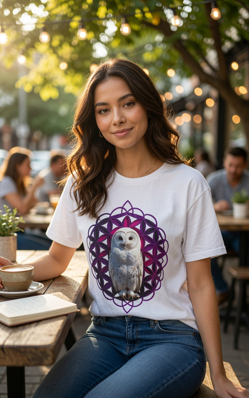 Flower Of life Owl T-Shirt | Third Eye Vision